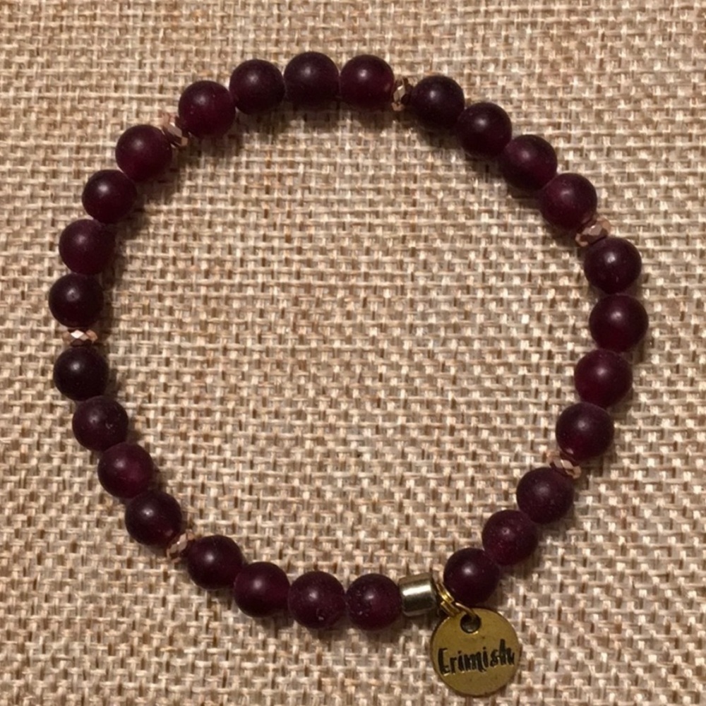 ⛱️🔥Erimish - Wine & Gold Stretch Beaded Bracelet - OS